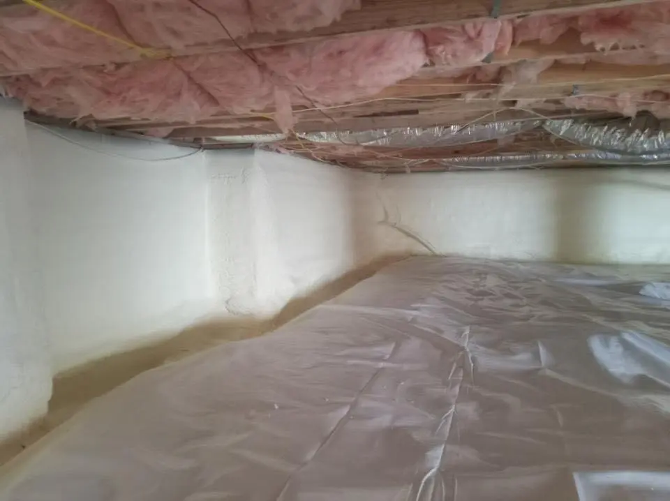 Crawl space encapsulation with closed-cell spray foam for Spray Foam Roofing in Mineola